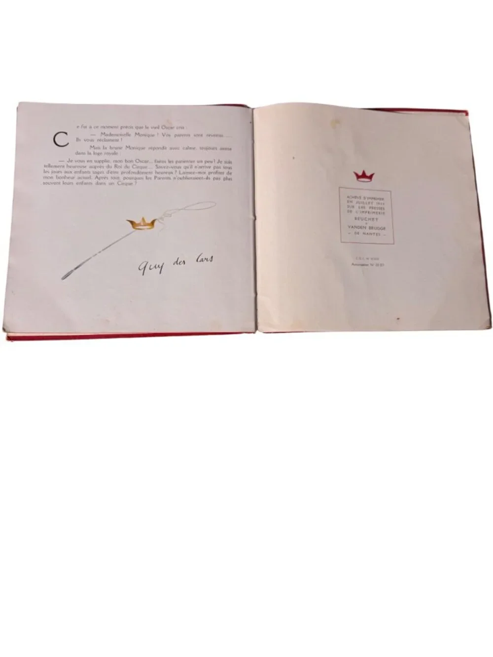Guy Des Cars Toni Roi Du Cirque FRENCH France 1944 Illustrated Childrens Book HC